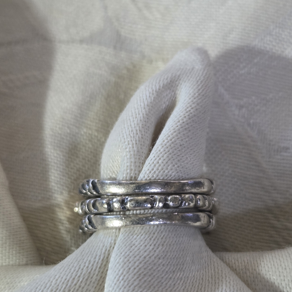 Dian Malouf Set of 3 Stack Rings, SS & 14k, Size 5.25 - Picture 5 of 16